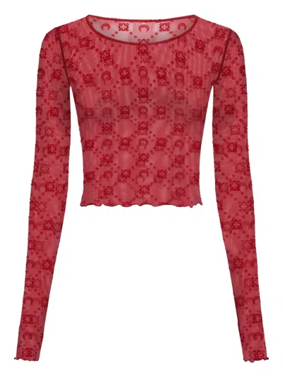 Marine Serre Moonogram Cropped Top In Red