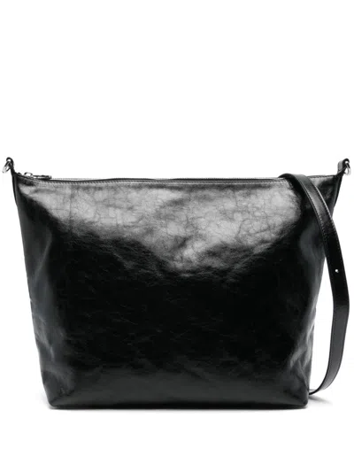 Marine Serre Moonogram-embossed Leather Cross Body Bag In Black