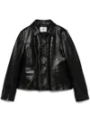 Marine Serre Moonogram-embossed Leather Jacket In Schwarz