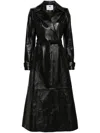 Marine Serre Moonogram-embossed Leather Trench Coat In Black