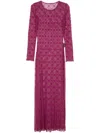 Marine Serre Purple Moonogram Mesh Flock Maxi Dress In Rd50 - Cherry