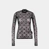 Marine Serre Moonogram Mesh Lock Long Sleeves Top In Black