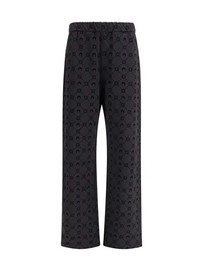 Marine Serre Moonogram Flocked Fleece Sweatpants In Black