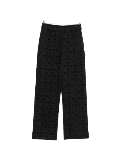 Marine Serre Moonogram Flocked-print Track Pants In Black