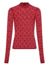 Marine Serre High-neck Long-sleeved T-shirt In Red