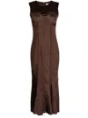 Marine Serre Moonogram-jacquard Sleeveless Mididress In Brown