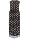 Marine Serre Lunar Lace Trim Midi Dress In Schwarz