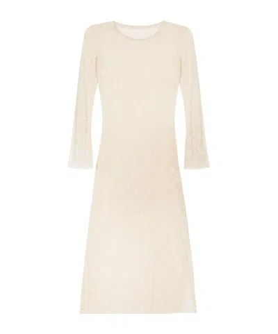 Marine Serre Moonogram Logo Long-sleeved Dress In Nude