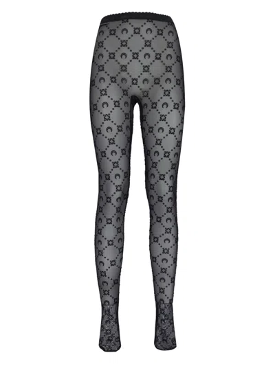 Marine Serre Moonogram Logo Tights In Black