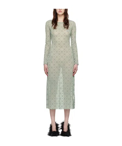 Marine Serre Gray Moonogram Midi Dress In Gr50 Grey