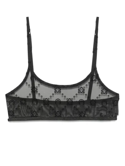 Marine Serre Moonogram Mesh Flock Bralette In Black