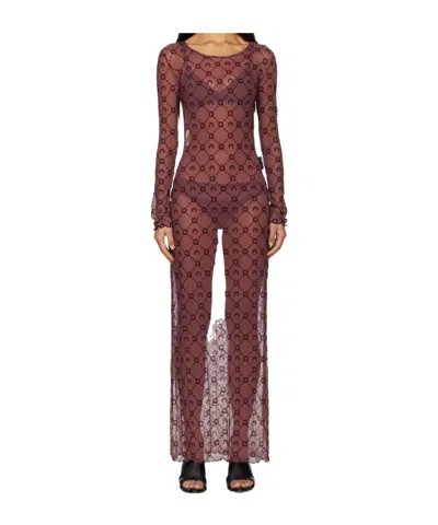 Marine Serre Moonogram Mesh Flock Dress In Red
