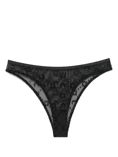 MARINE SERRE MARINE SERRE MOONOGRAM MESH FLOCK HIGH-WAIST PANTIES