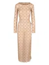 Marine Serre Patterned Knee Length Dress With Long Sleeves In Beige