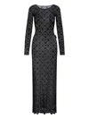 Marine Serre Moonogram Mesh Flock Maxi Dress In Black