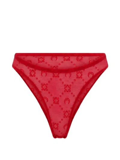 Marine Serre Moonogram Mesh Flock Panties In Red