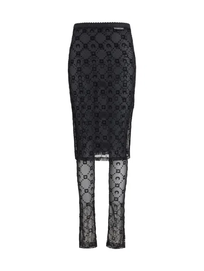 Marine Serre Moonogram Mesh Flock Pant-skirt In Black