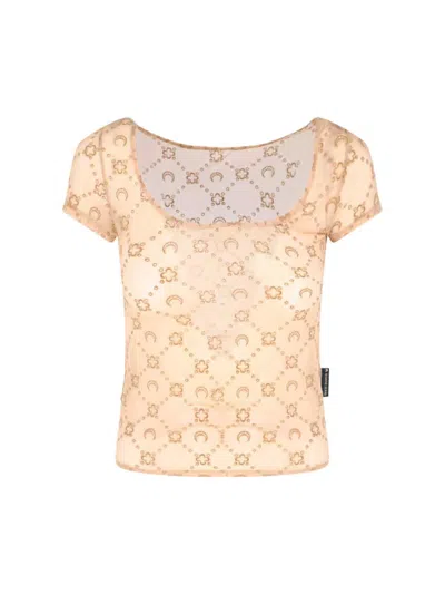 MARINE SERRE 'MOONOGRAM MESH FLOCK' T-SHIRT