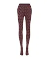 Marine Serre Moonogram Mesh Flock Tights In Brown