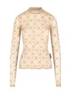 Marine Serre Moonogram Mesh Flock Top With Logo Print In Neutral