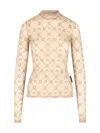 Marine Serre Moonogram Mesh Flock Top With Logo Print In Multi