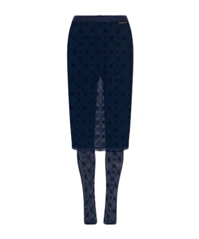 Marine Serre Moonogram Mesh Flocked Pant-skirt In Black