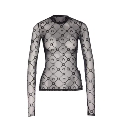 MARINE SERRE MOONOGRAM MESH LOCK LONG SLEEVES TOP