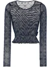 Marine Serre Moonogram Mesh Longsleeved Top In Blue