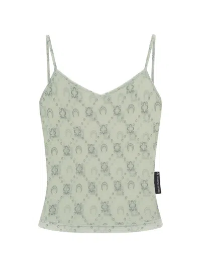 Marine Serre Moonogram Mesh Straps Top In Gray