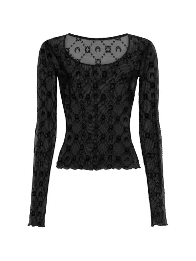 Marine Serre Moonogram Mesh T-shirt In Black