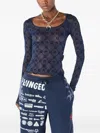 Marine Serre Moonogram Mesh T-shirt In Blue