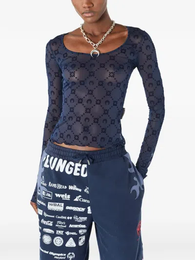Marine Serre Moonogram Mesh T-shirt In Blue