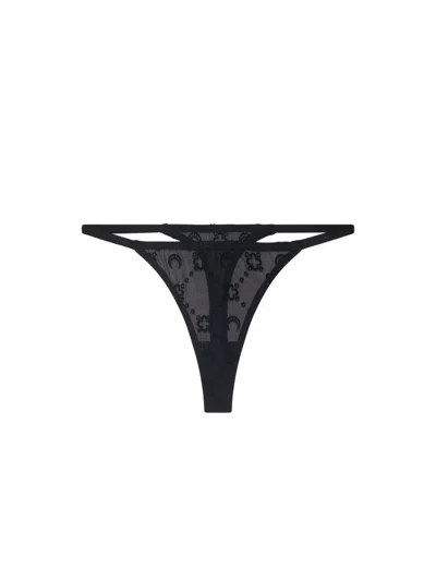 Marine Serre Moonogram Mesh Thong In Black