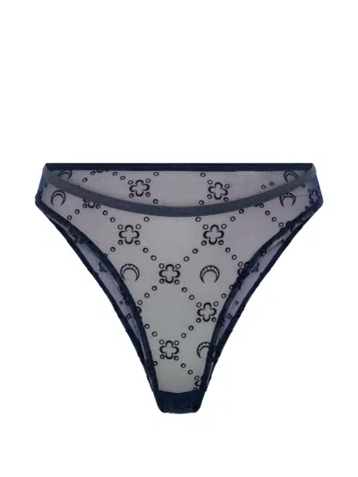 Marine Serre Moonogram Mesh Thong In Blue