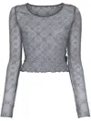 Marine Serre Mesh Moonogram Sheer Top In Grey