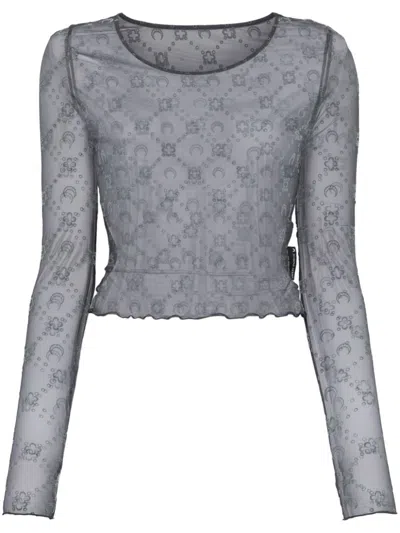 Marine Serre Moonogram Mesh Top In Grey