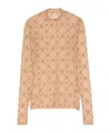 Marine Serre Printed Fitted Top Sheer Sleeves In Neutral