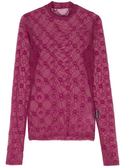 Marine Serre Moonogram Mesh Top In Rd50 - Cherry