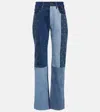 Marine Serre Moonogram Patchwork Straight Jeans In Blue