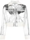 Marine Serre Moonogram-pattern Laminated Leather Jacket In Silver