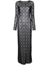 Marine Serre Moonogram Mesh Tube Dress In Black