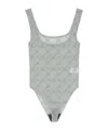 Marine Serre Moonogram Flocked Mesh Bodysuit In Gray