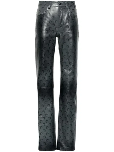 Marine Serre Moonogram Straight-leg Trousers In Grey