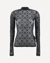 Marine Serre Black Stretch Mesh Top In Black