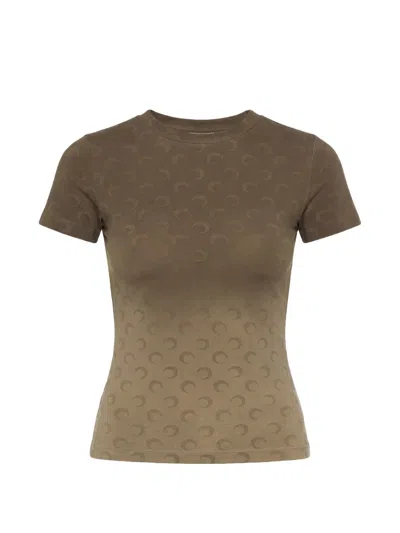 Marine Serre Moon-print Baby Fit T-shirt In Brown