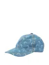 Marine Serre Denim Baseball Cap With Crescent Moon Pattern And Adjustable Strap In Blue