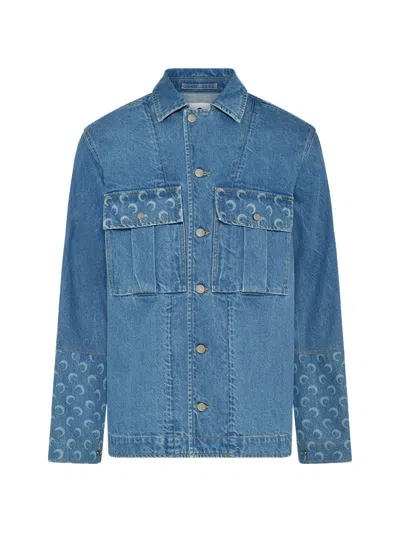 Marine Serre Moon-print Denim Jacket In Multi