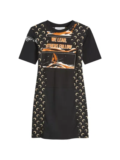 Marine Serre Moon-print Dress In Black