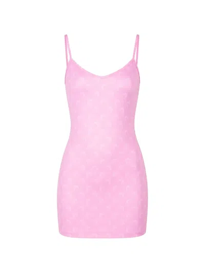 Marine Serre Moon Printed Jersey Straps Mini Dress In Pink