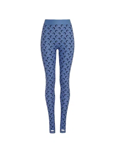 Marine Serre Moon-print Jersey Leggings In Blue